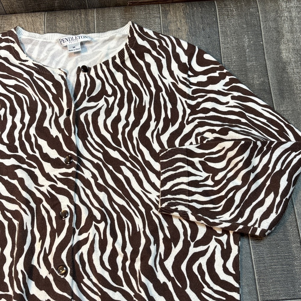 Pendleton Women's Zebra Print Button Cardigan Swe… - image 1